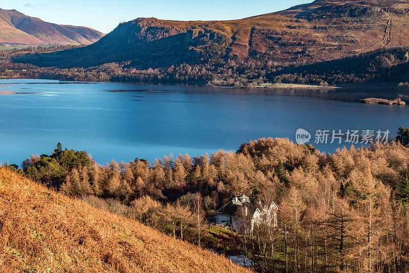 坎布里亚郡Derwent Water的倒影